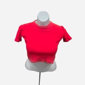 WOMENS RED RETRO SWEATER CROPPY‎